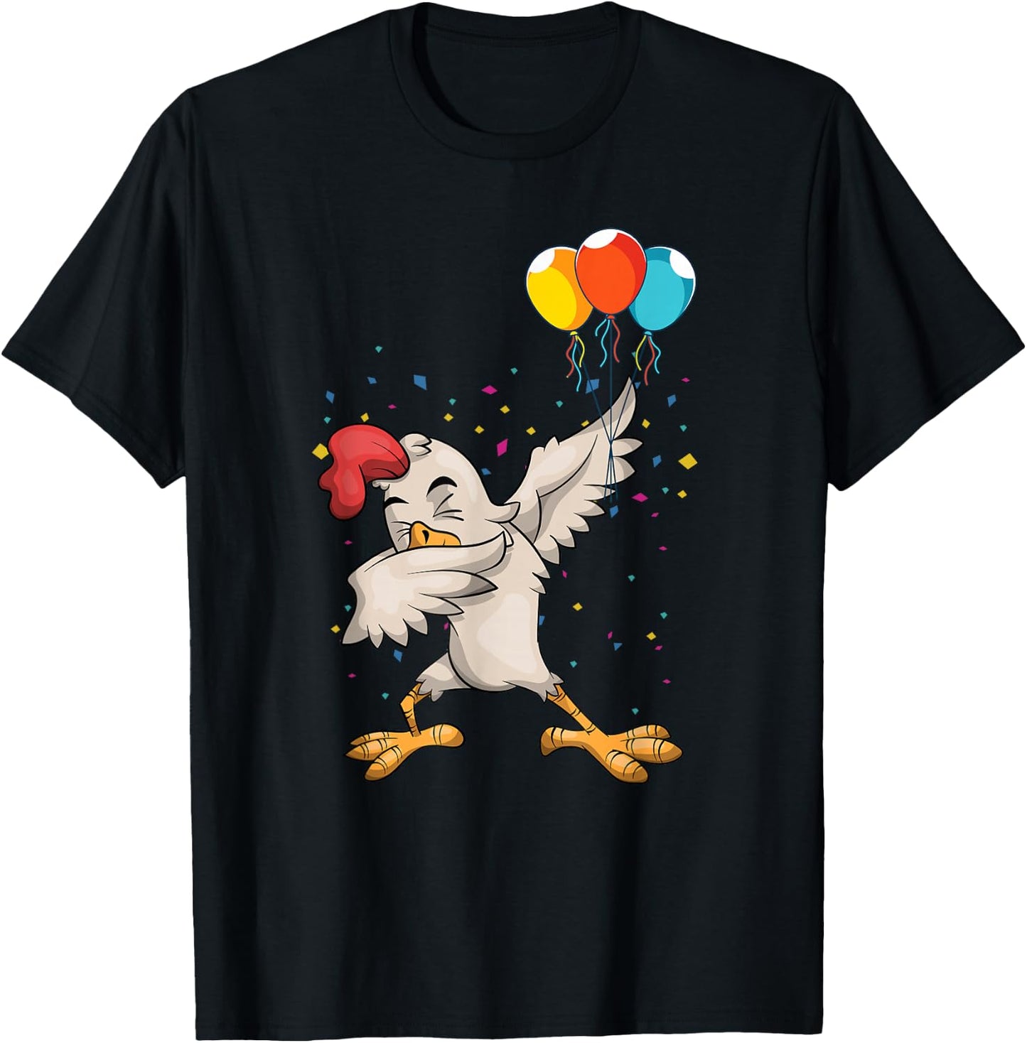 Kids Birthday Party Balloon Funny Farm Bird Dabbing Chicken T-Shirt - T-Shirt | Black