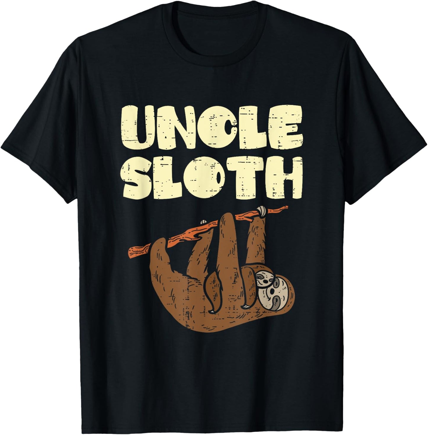 Uncle Sloth Funny Father's Day Animal Lover T-Shirt - T-Shirt | Black