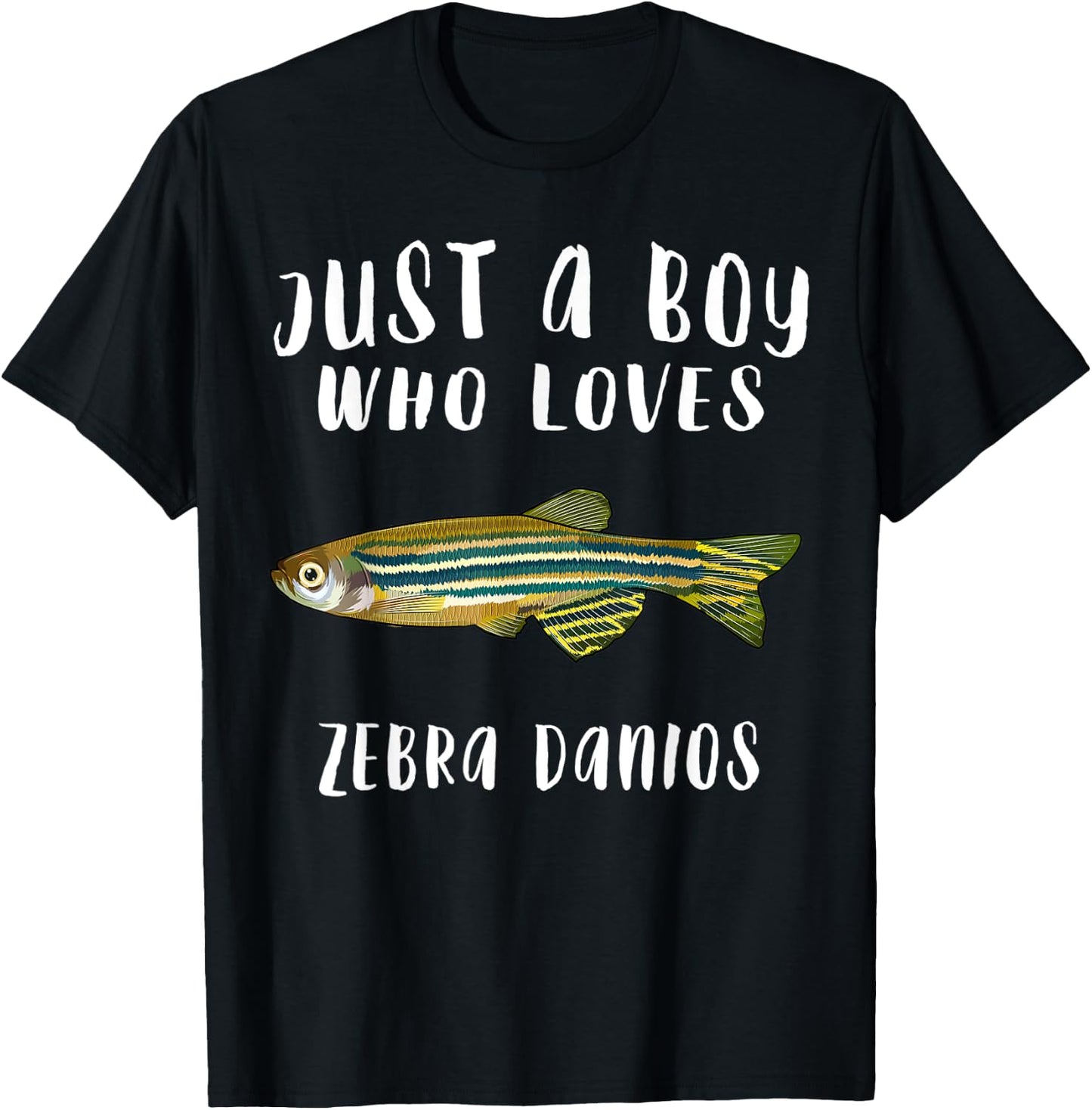Just A Boy Who Loves Zebra Danios Fish Lover T-Shirt - T-Shirt | Black