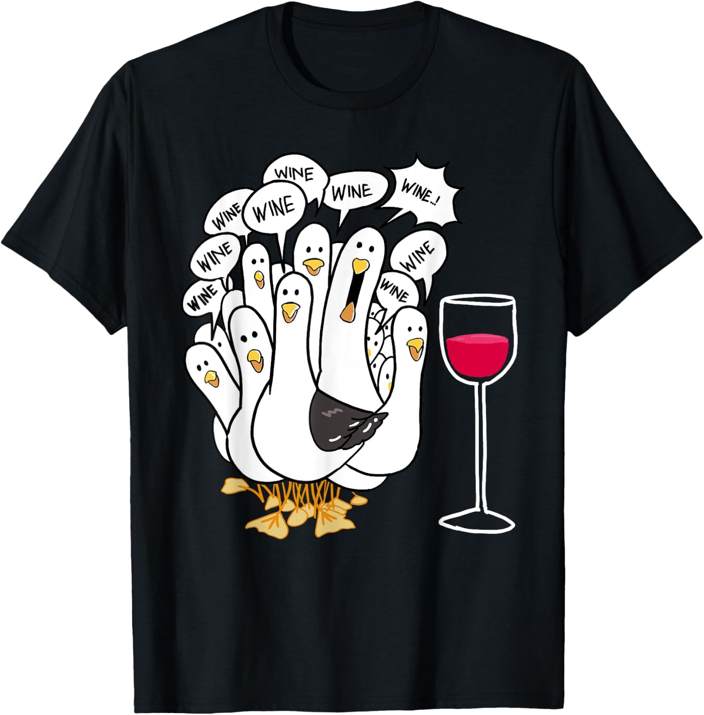 Seagull Wine Funny Bird Lover Drinking Enthusiast Women Gift T-Shirt - T-Shirt | Black