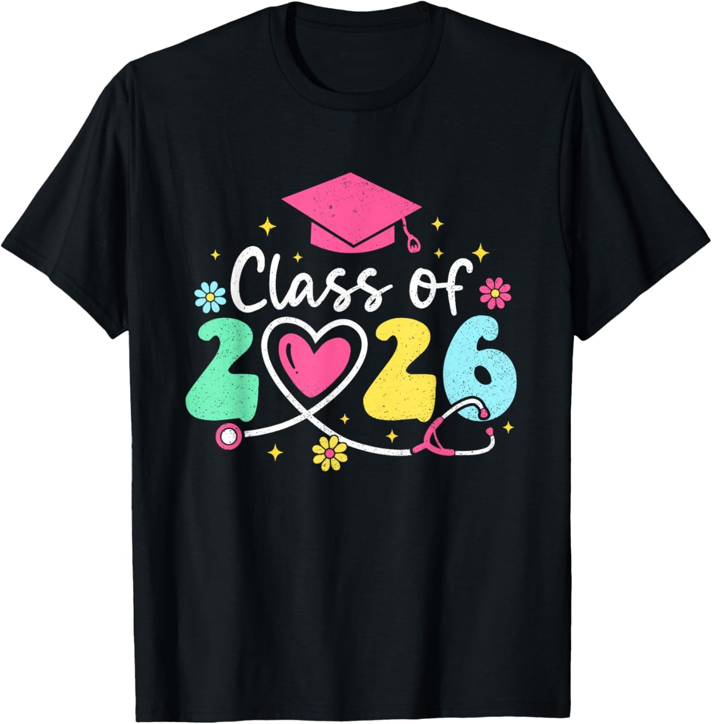 Groovy Nurse Class Of 2026 Graduation Nursing RN LPN School T-Shirt - T-Shirt | Black