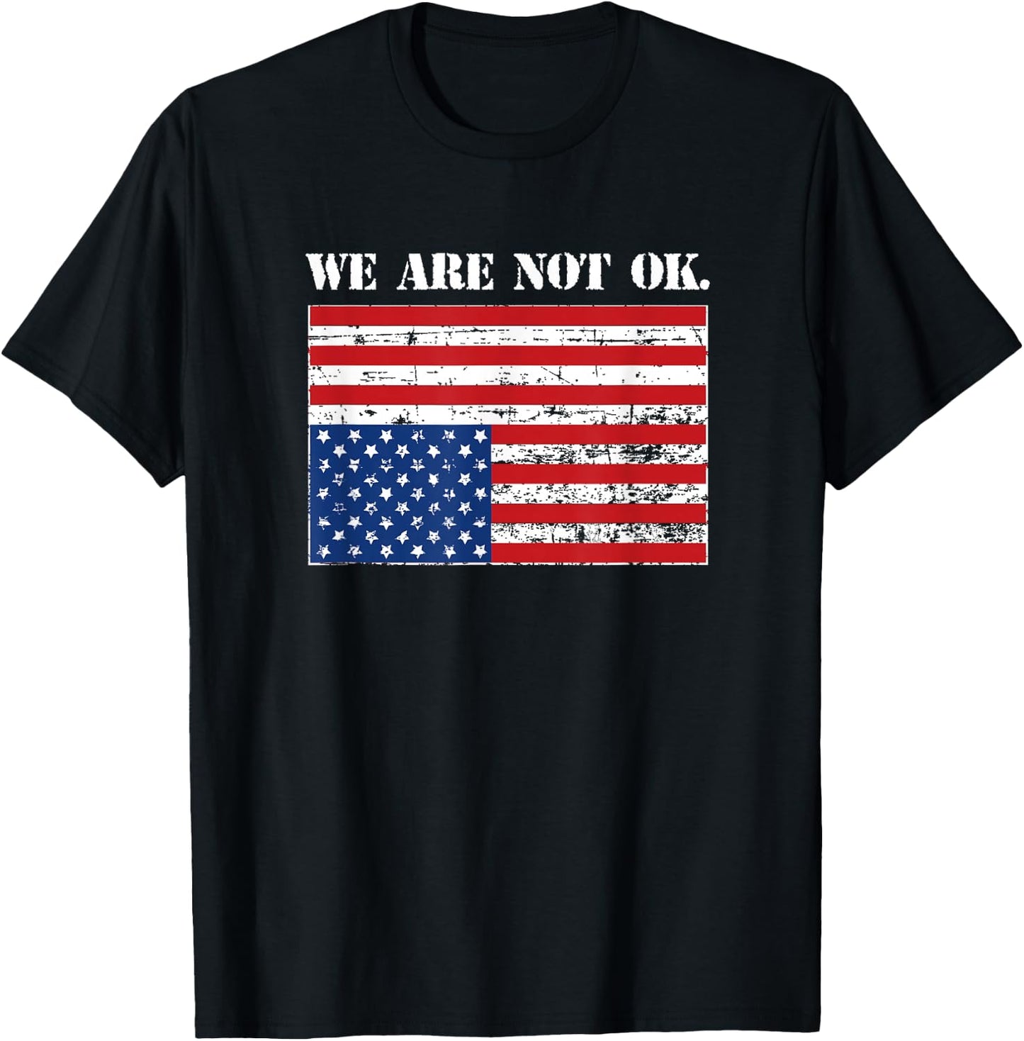 Upside Down USA Flag in Distress Small T-Shirt - T-Shirt | Black