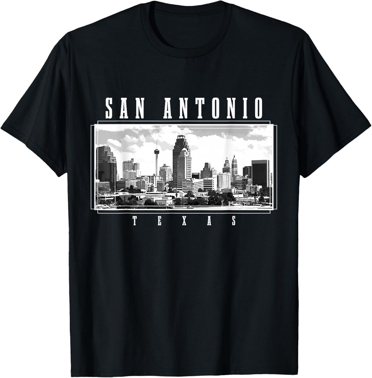 San Antonio Skyline Texas Pride Vintage San Antonio T-Shirt - T-Shirt | Black