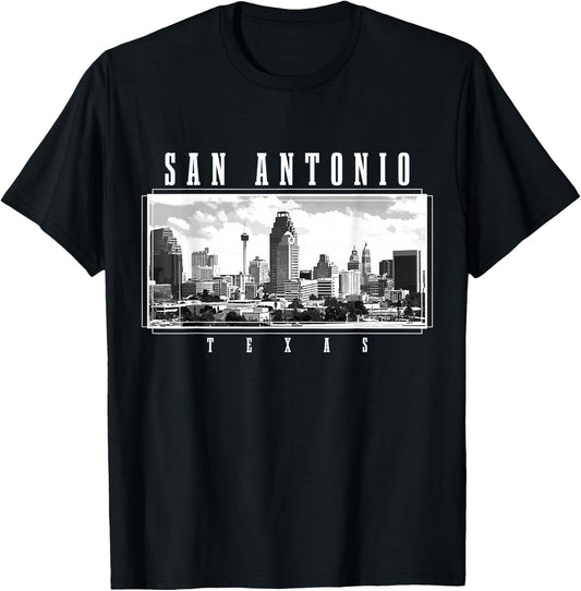 San Antonio Skyline Texas Pride Vintage San Antonio T-Shirt - T-Shirt | Black