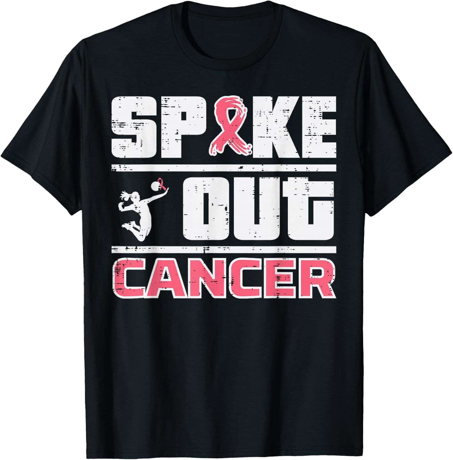 Spike Out Breast Cancer Volleyball Awareness Women Men Kids T-Shirt - T-Shirt | Black