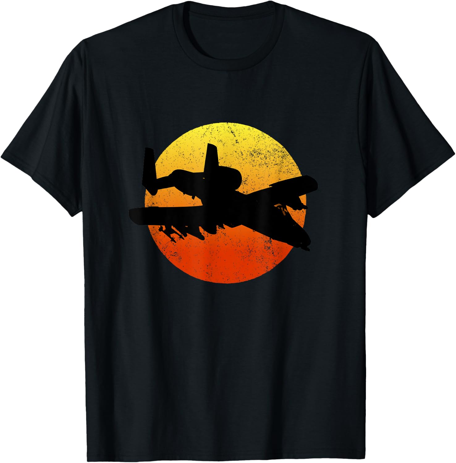 A-10 Warthog Silhouette Sunset Thunderbird Tank Buster A10 T-Shirt - T-Shirt | Black