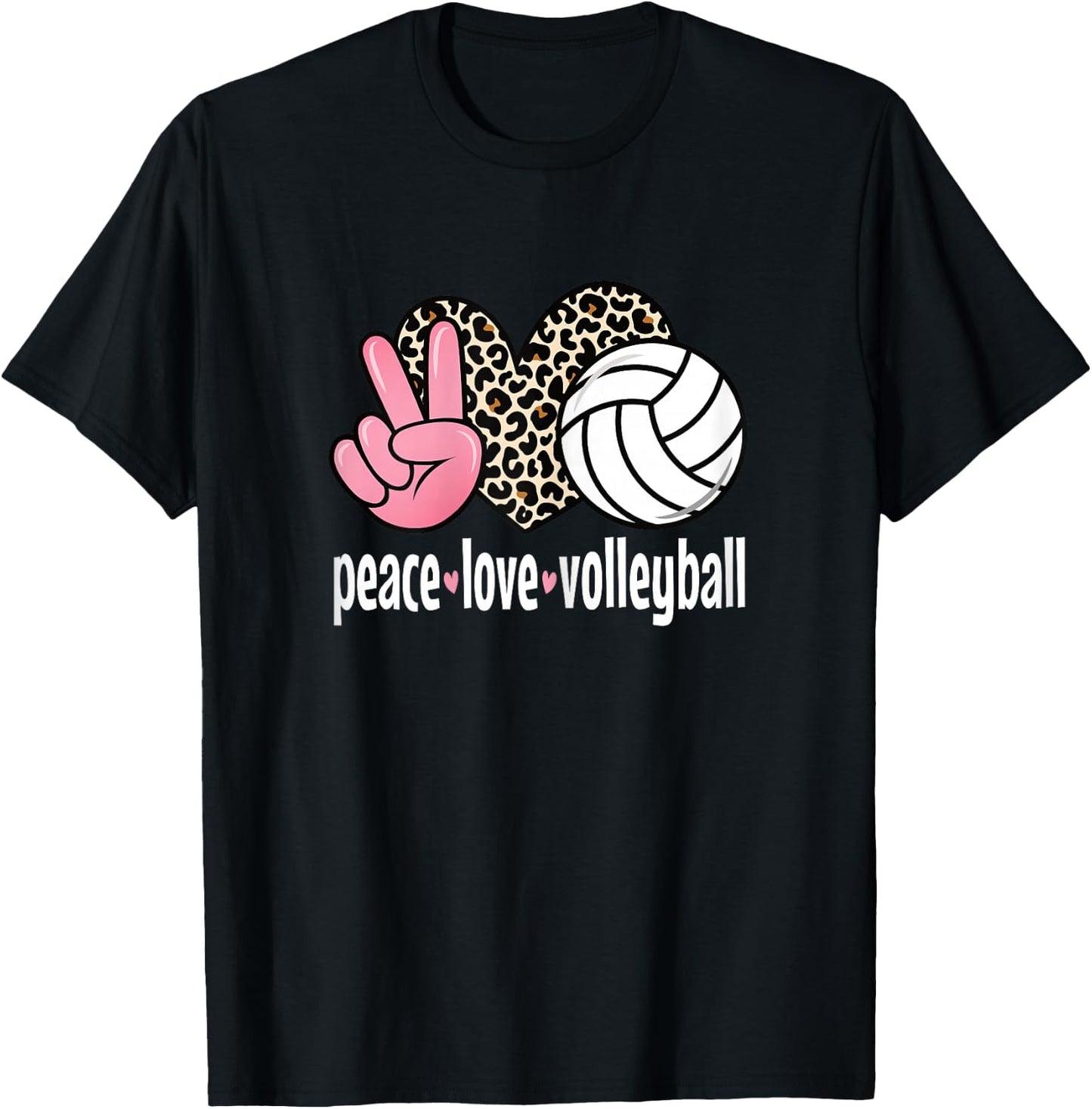 Peace Love Volleyball Cute Volleyball Women Girls Kids T-Shirt - T-Shirt | Black