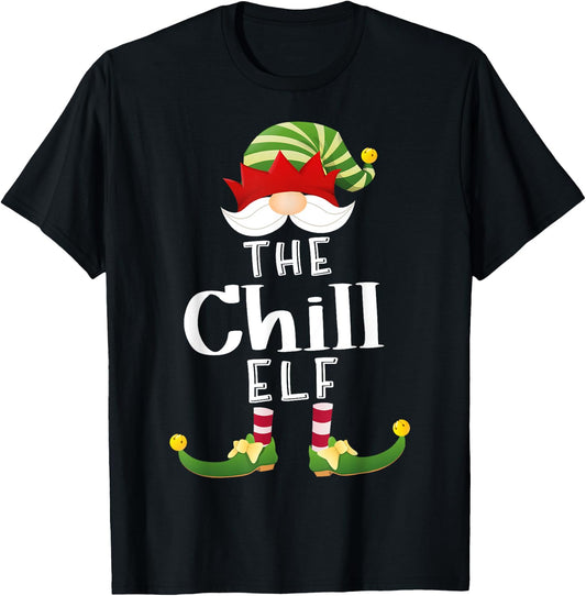 Chill Elf Group Christmas Funny Pajama Party T-Shirt - T-Shirt | Black