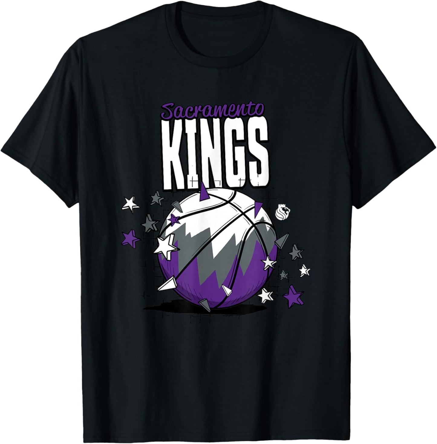 NBA Sacramento Kings Basketball Doodle Stars T-Shirt - T-Shirt | Black