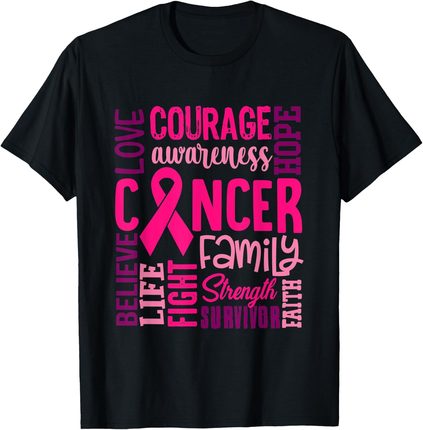 Pink Breast Cancer Awareness Survivor Supporter T-Shirt - T-Shirt | Black