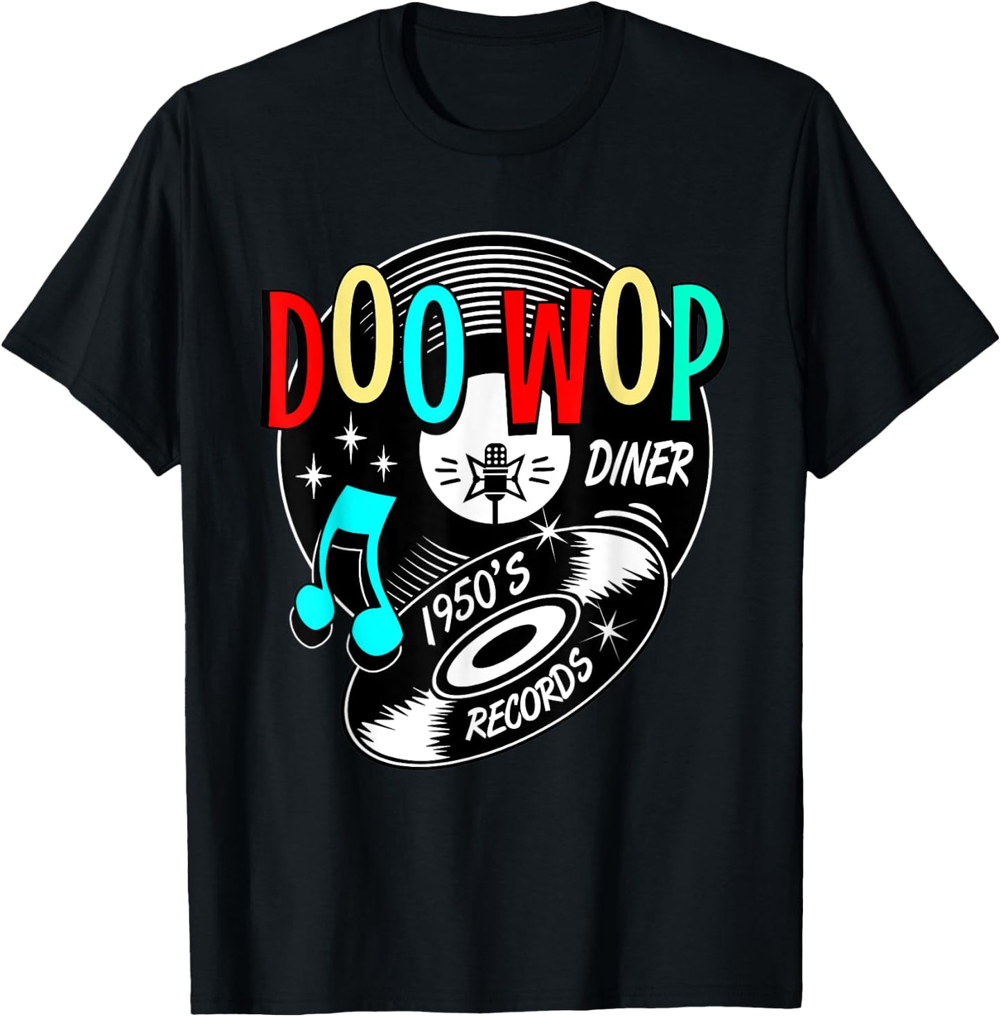 Doo Wop Gifts Retro 1950s Sock Hop Rock N Roll Rockabilly T-Shirt - T-Shirt | Black