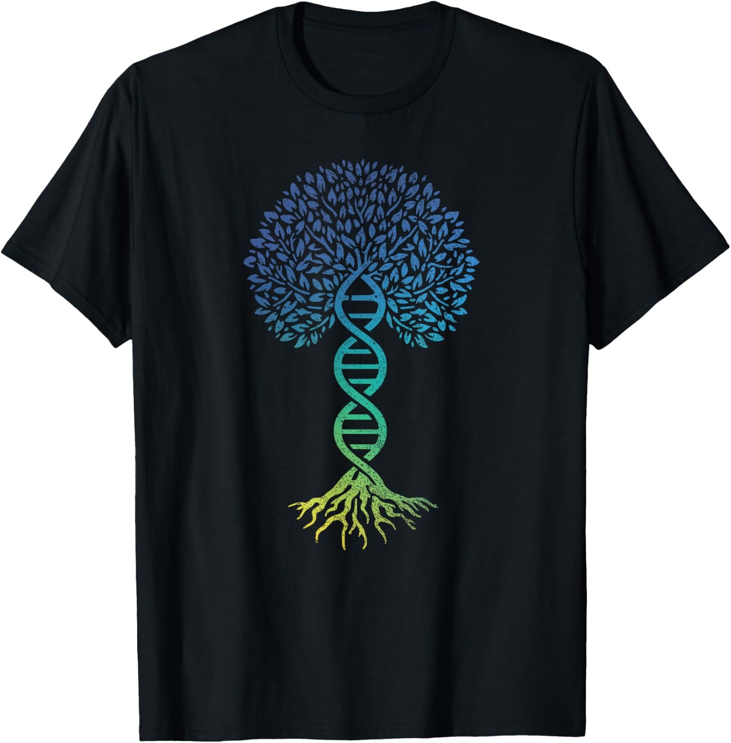 Tree Of Life DNA Science Genetics Earth Day Genealogy Blue T-Shirt - T-Shirt | Black