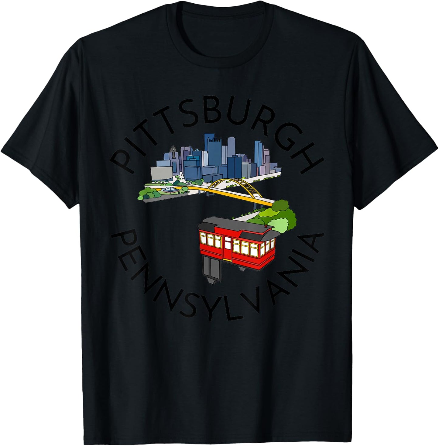 Pittsburgh Pennsylvania Steel City Skyline Bridge 412 T-Shirt - T-Shirt | Black