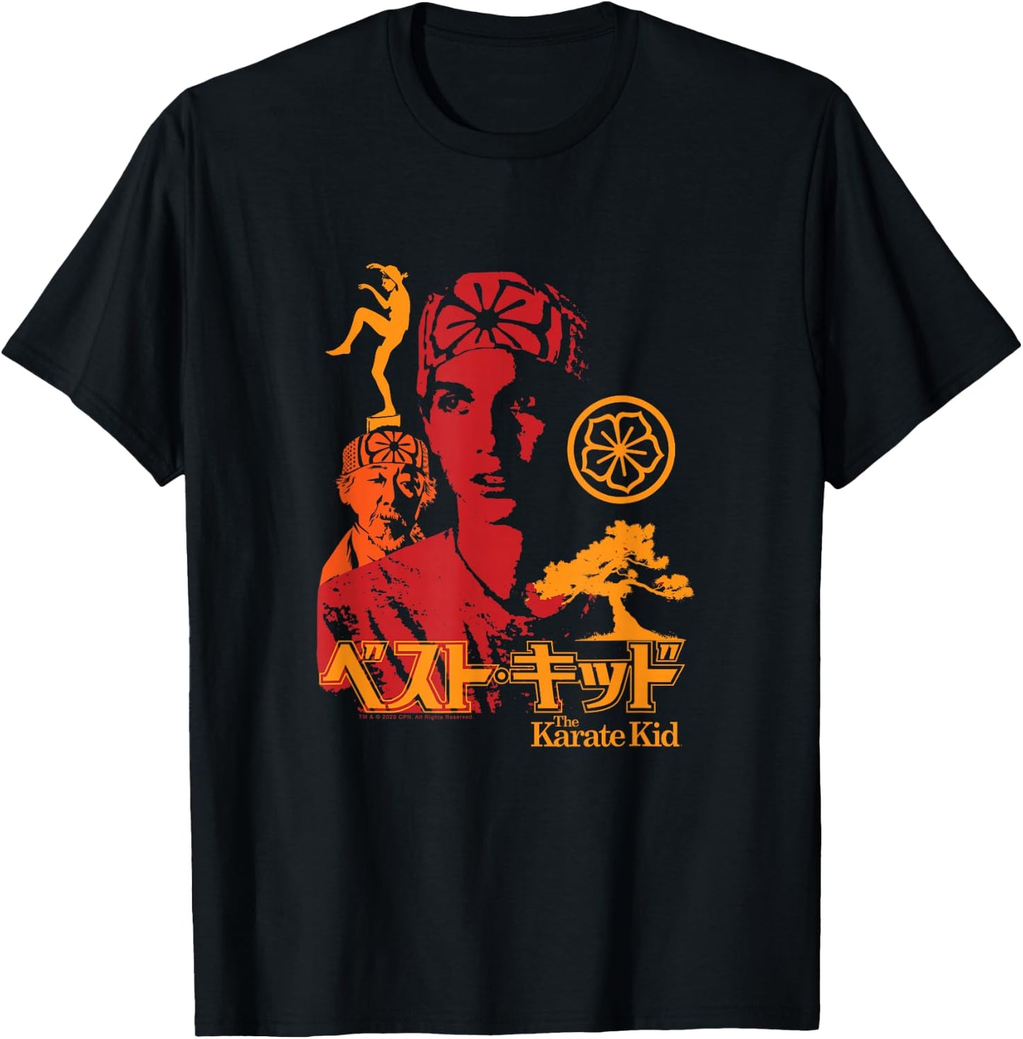 The Karate Kid Iconic Red Orange Yellow Collage Movie T-Shirt - T-Shirt | Black