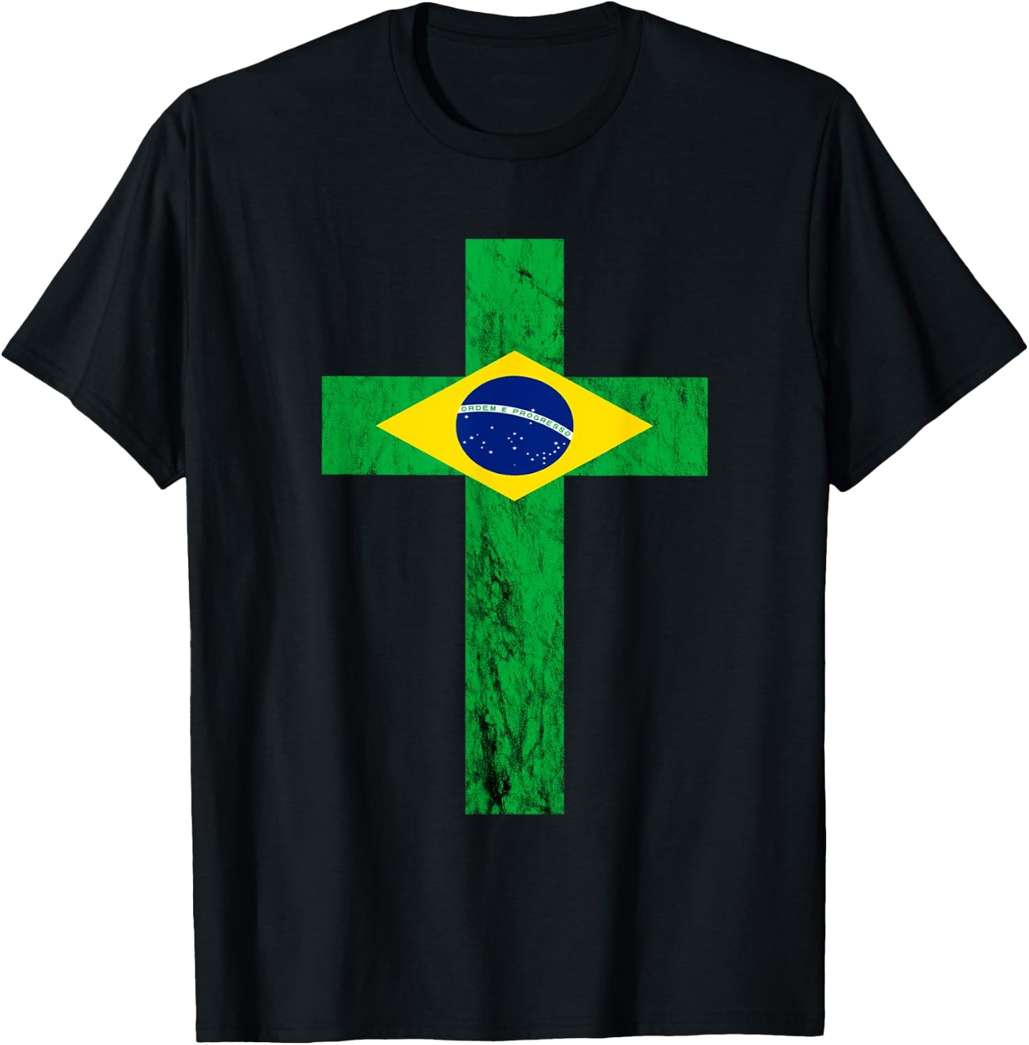 Brazil Jesus Christ Cross Brazilian Faith Christians T-Shirt - T-Shirt | Black