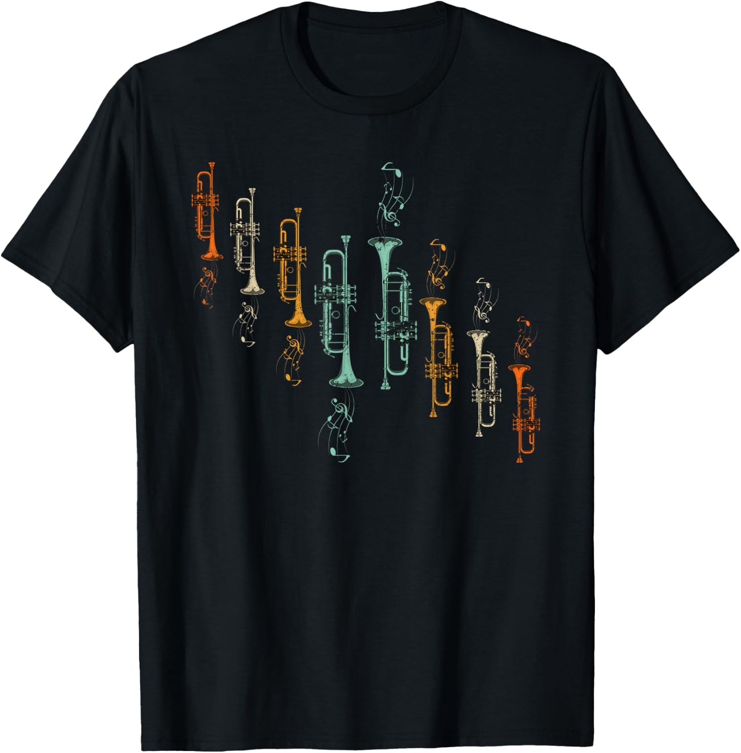 Jazz Music Sheet Music Trumpeter Gift Trumpet T-Shirt - T-Shirt | Black