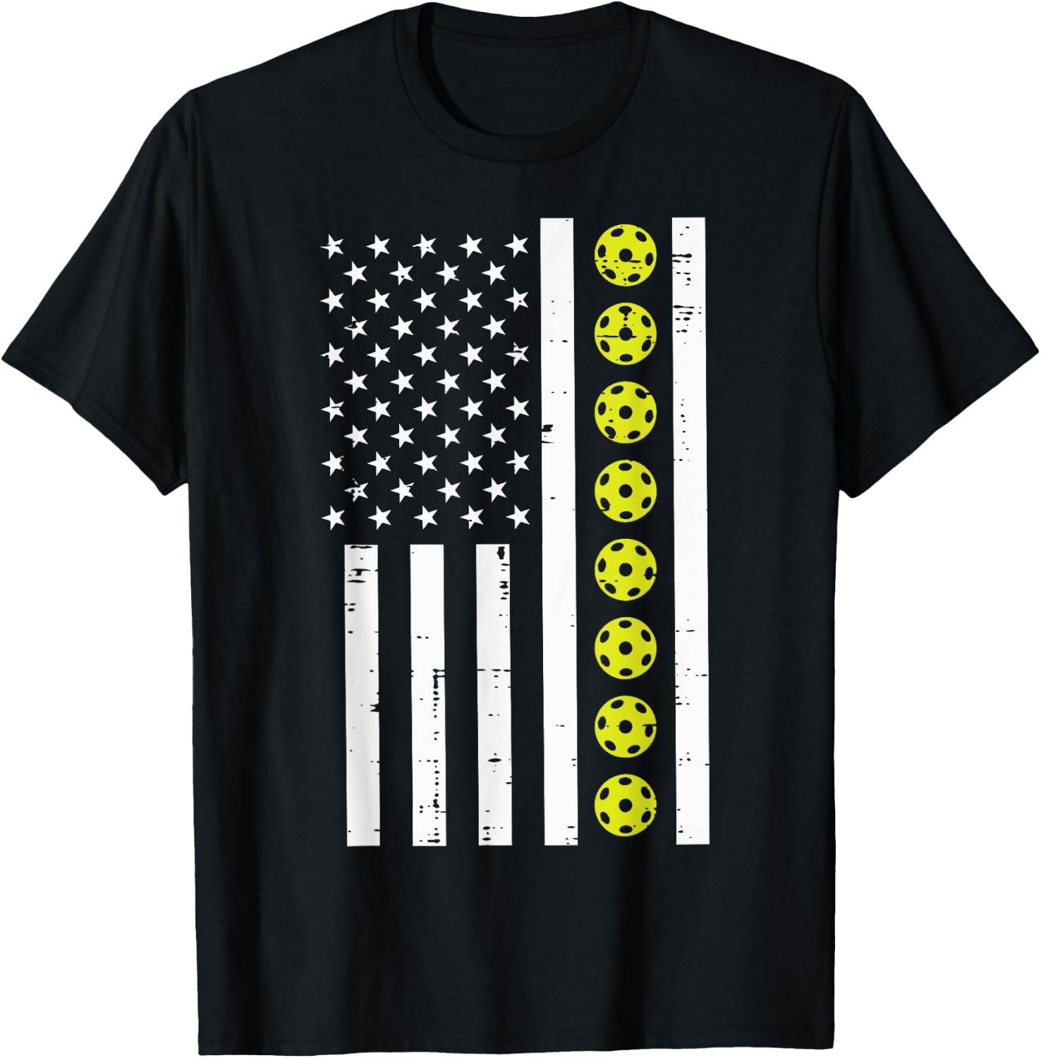 Pickle Ball US Flag Pickleball Patriotic Men Women Kids Boys T-Shirt - T-Shirt | Black