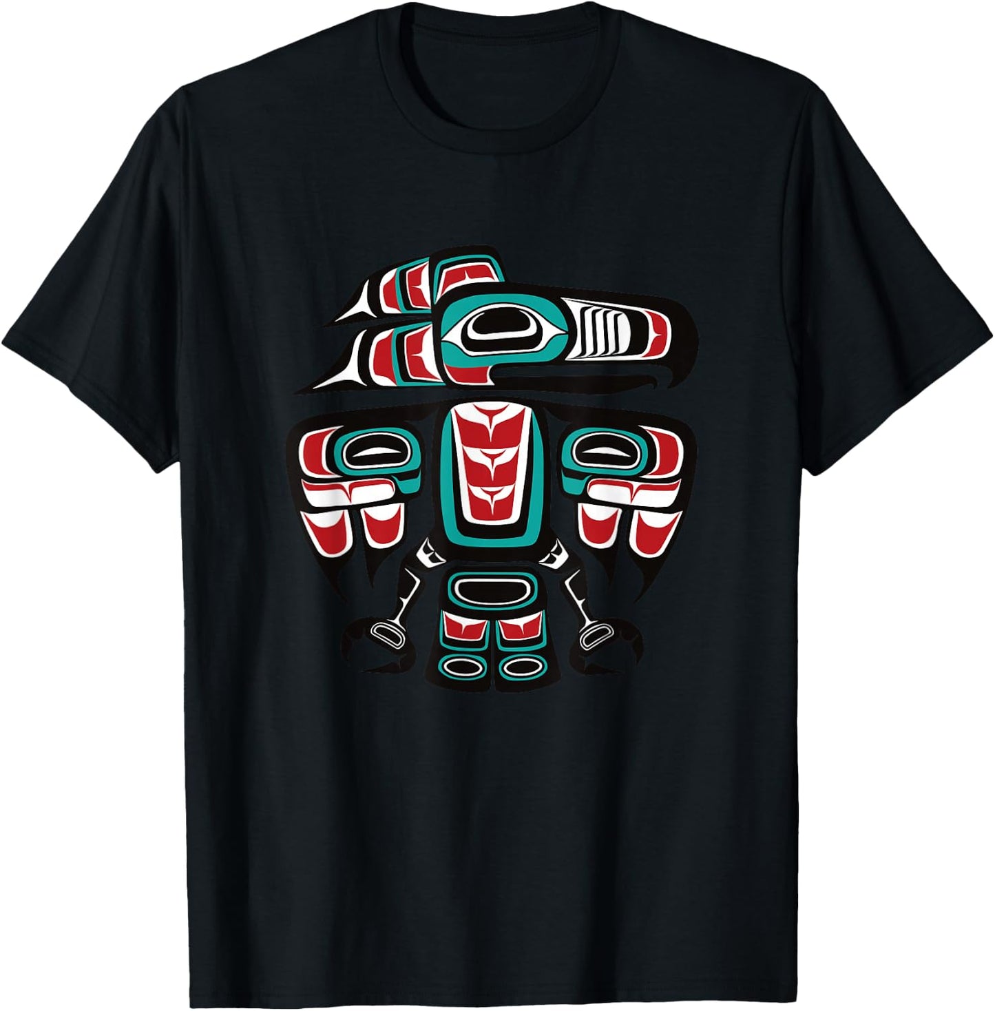 Northwest Pacific Haida Tlingit Native Raven Totem T-Shirt - T-Shirt | Black