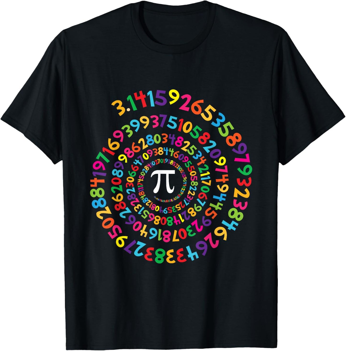 Colorful Pi Swirl - Pi Day & Math Lover Gift T-Shirt - T-Shirt | Black