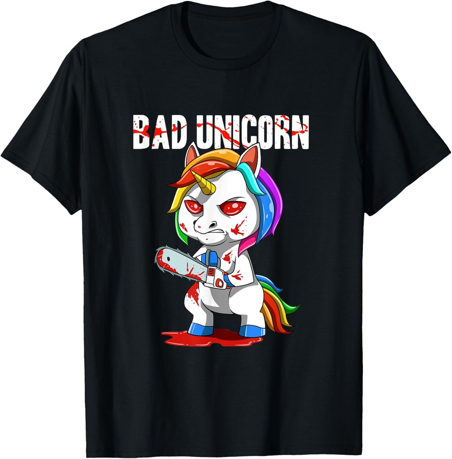 Sarcastic Bad Unicorn Chainsaw T-Shirt - T-Shirt | Black