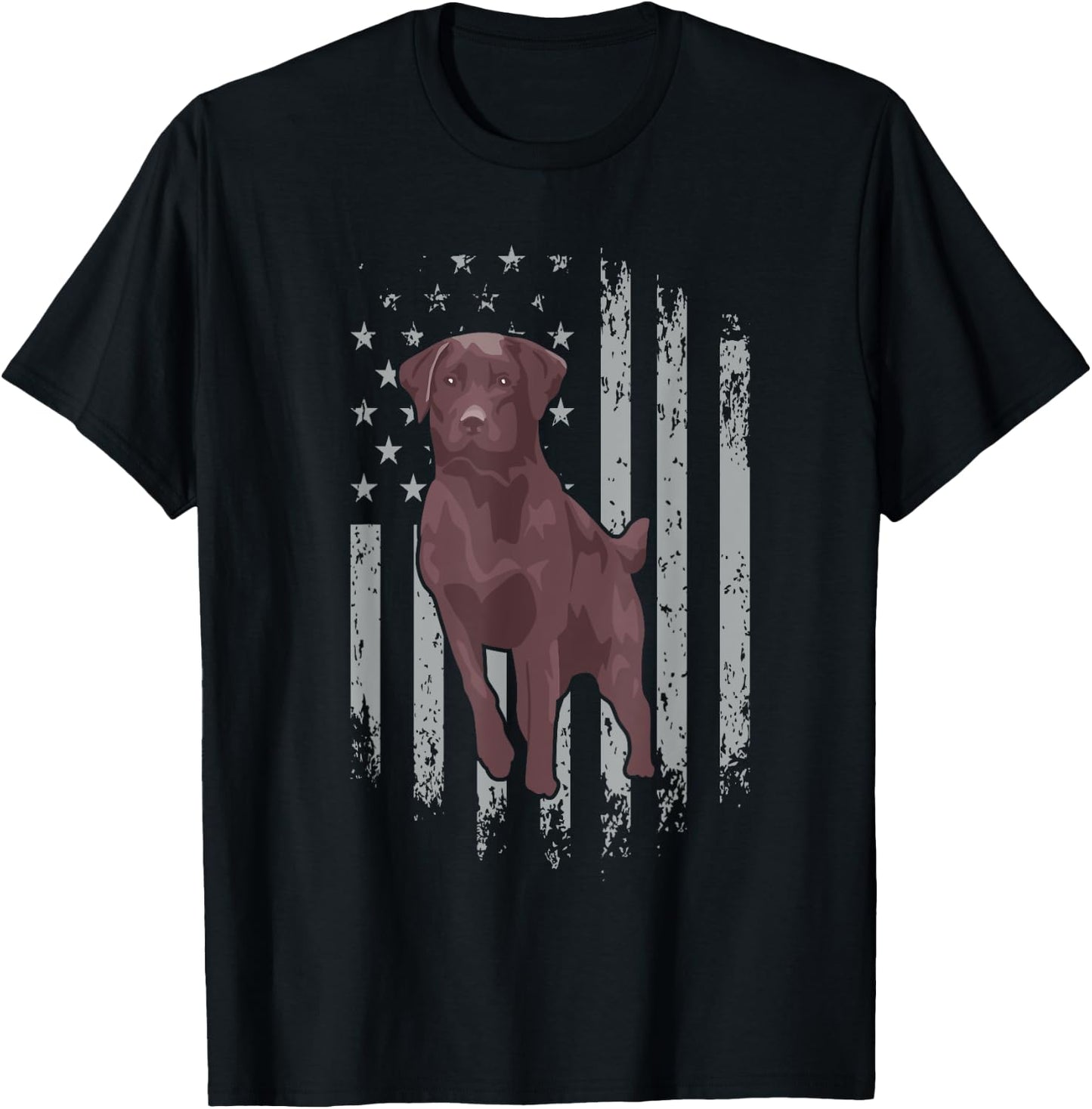 Chocolate Lab American Flag Brown Labrador Retriever Owner T-Shirt - T-Shirt | Black