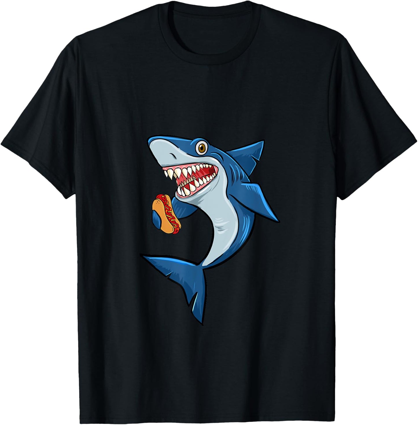 Hotdog Sharks Love Animal lovers Funny Outfit T-Shirt - T-Shirt | Black