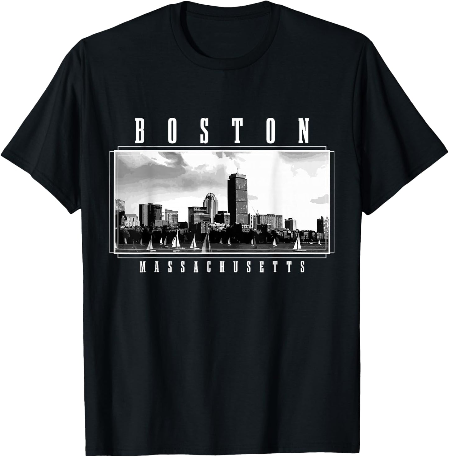 Boston Skyline Massachusetts Pride Vintage Boston T-Shirt - T-Shirt | Black