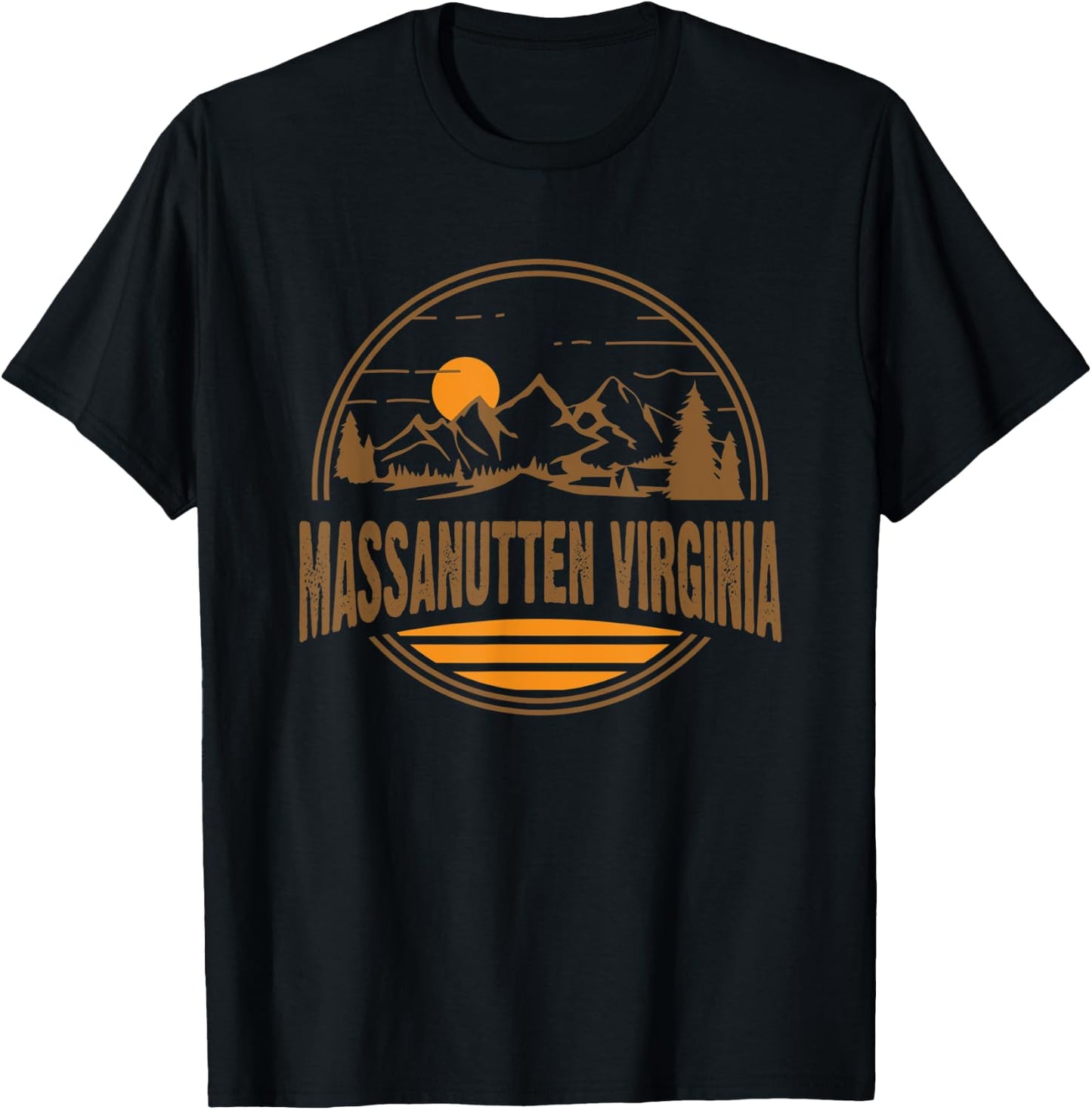 Vintage Massanutten, Virginia Mountain Hiking Print T-Shirt - T-Shirt | Black