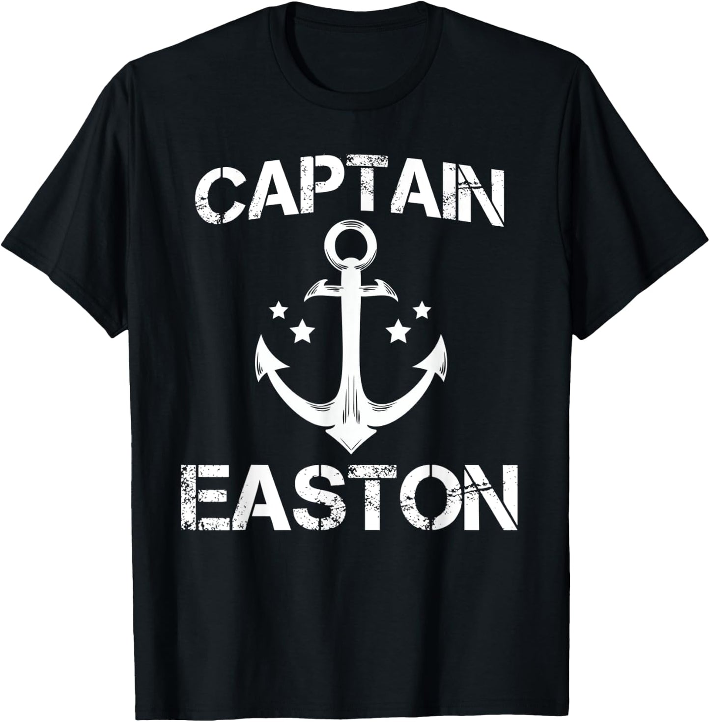 CAPTAIN EASTON Funny Birthday Personalized Name Boat Gift T-Shirt - T-Shirt | Black