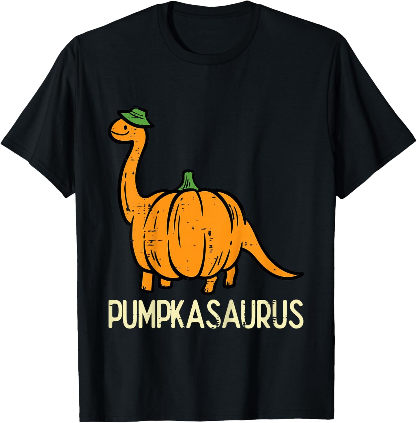Kids Halloween Pumpkin Dino Pumpasaurus Costume Boys Kids Toddler T-Shirt - T-Shirt | Black