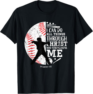 Baseball Catcher Gifts Players Teen Boys Kids Cool Christian T-Shirt - T-Shirt | Black