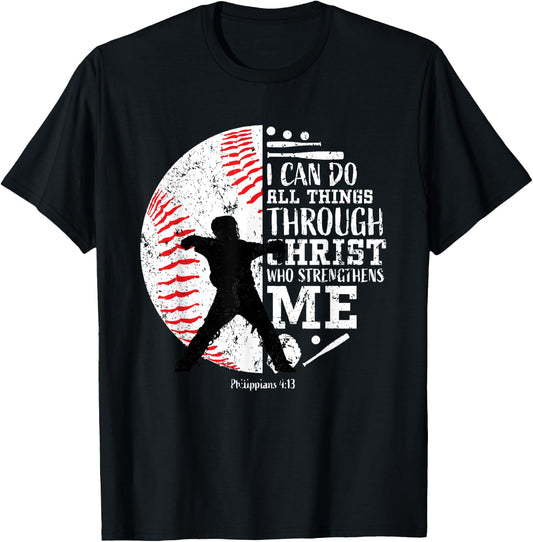 Baseball Catcher Gifts Players Teen Boys Kids Cool Christian T-Shirt - T-Shirt | Black