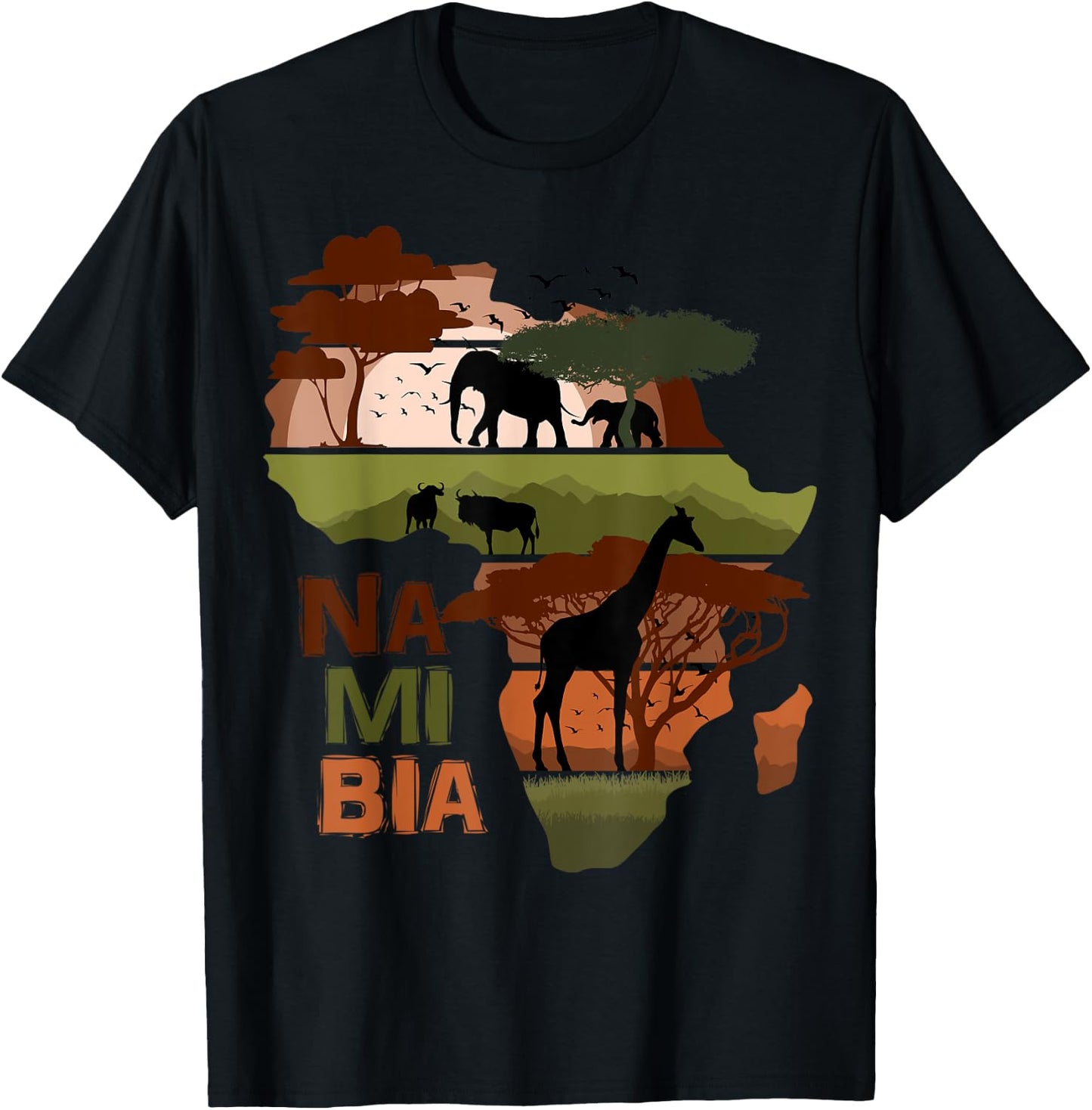 Namibia Africa Sunset Continent Nature Wild Life T-Shirt - T-Shirt | Black