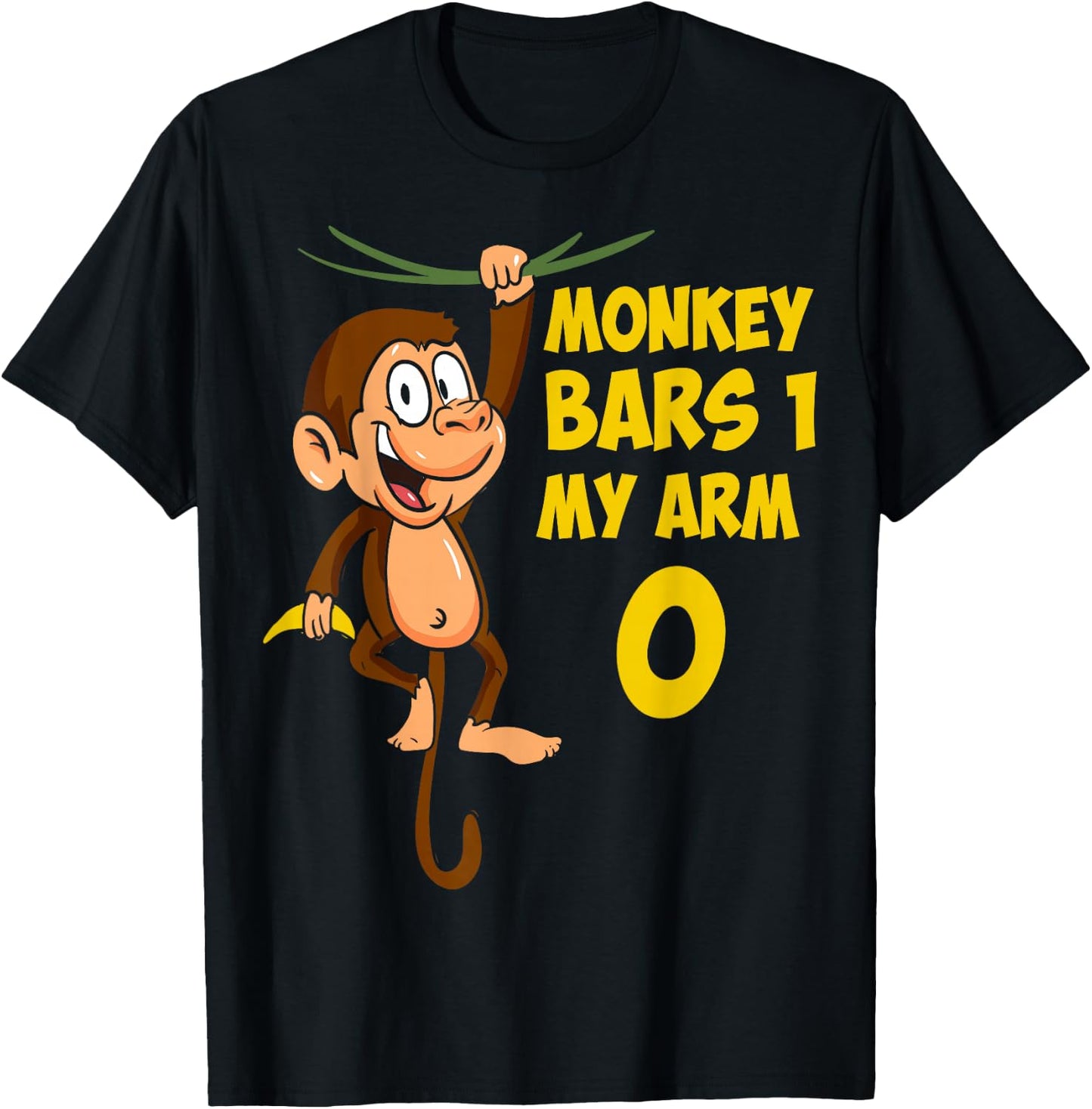 Broken Arm Monkey Bars I Monkey Art I Kids Monkey T-Shirt - T-Shirt | Black