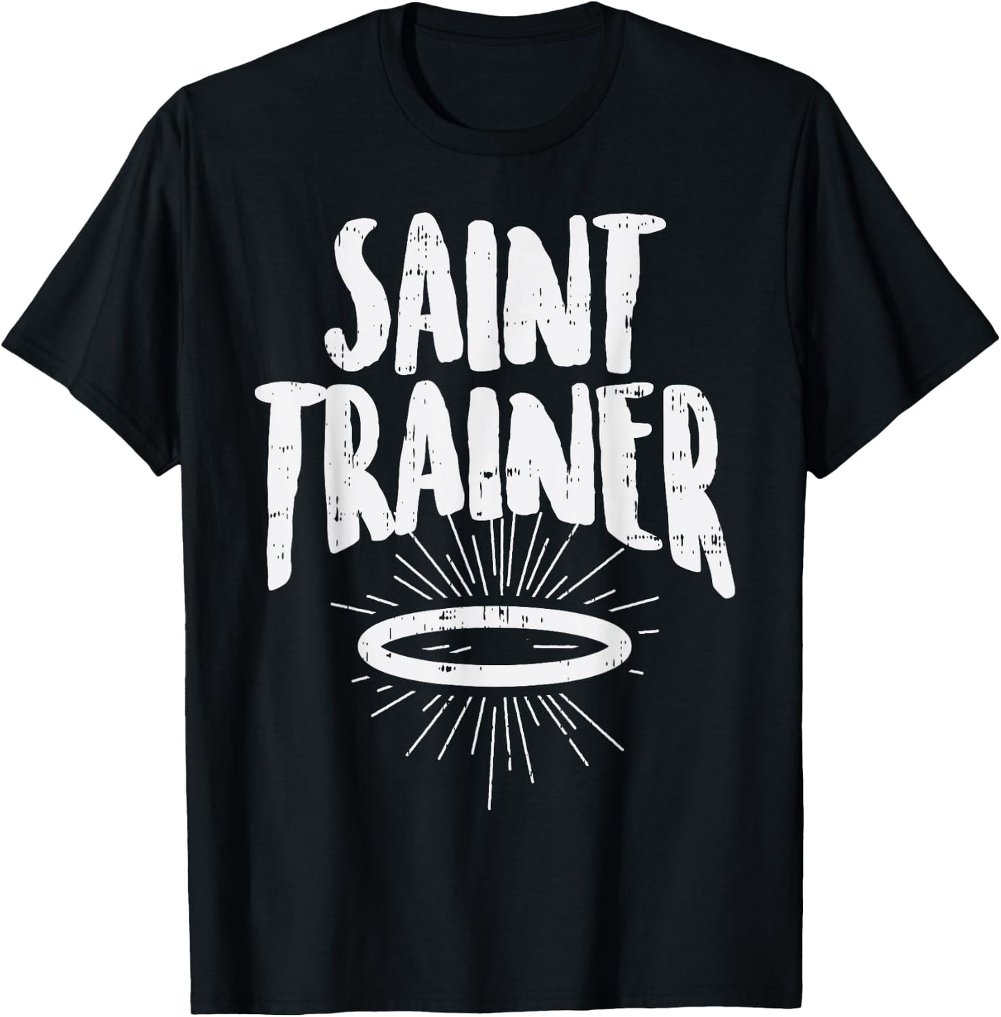 Saint Trainer Halo Workout Funny God Jesus Christian Gift T-Shirt - T-Shirt | Black