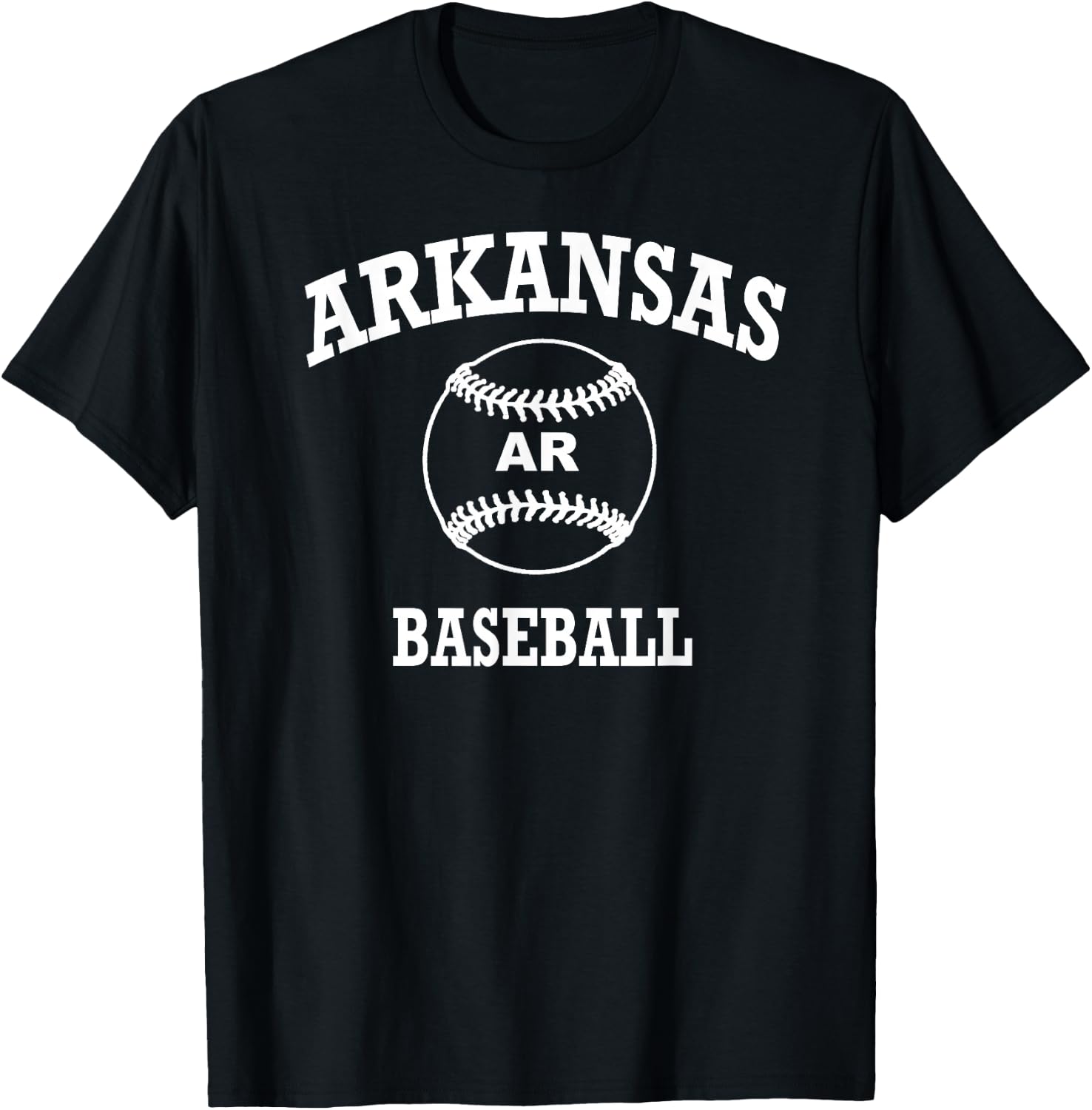 Classic Baseball Logo Arkansas Retro Design College State T-Shirt - T-Shirt | Black