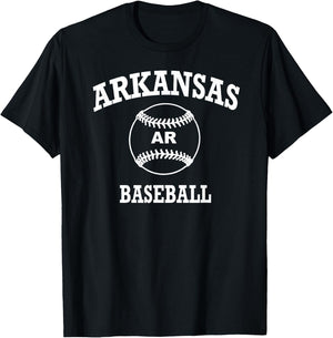 Classic Baseball Logo Arkansas Retro Design College State T-Shirt - T-Shirt | Black