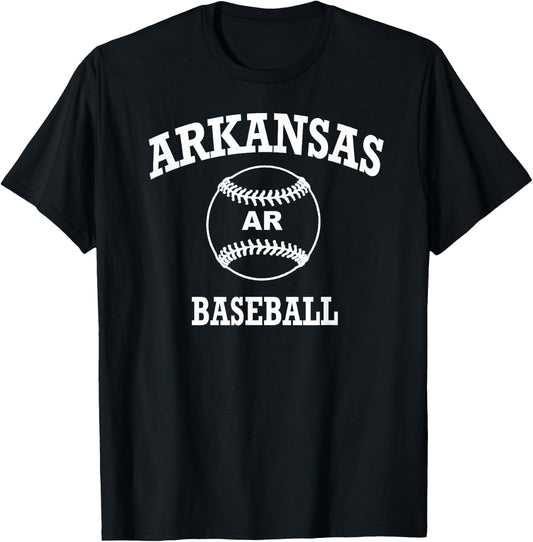 Classic Baseball Logo Arkansas Retro Design College State T-Shirt - T-Shirt | Black