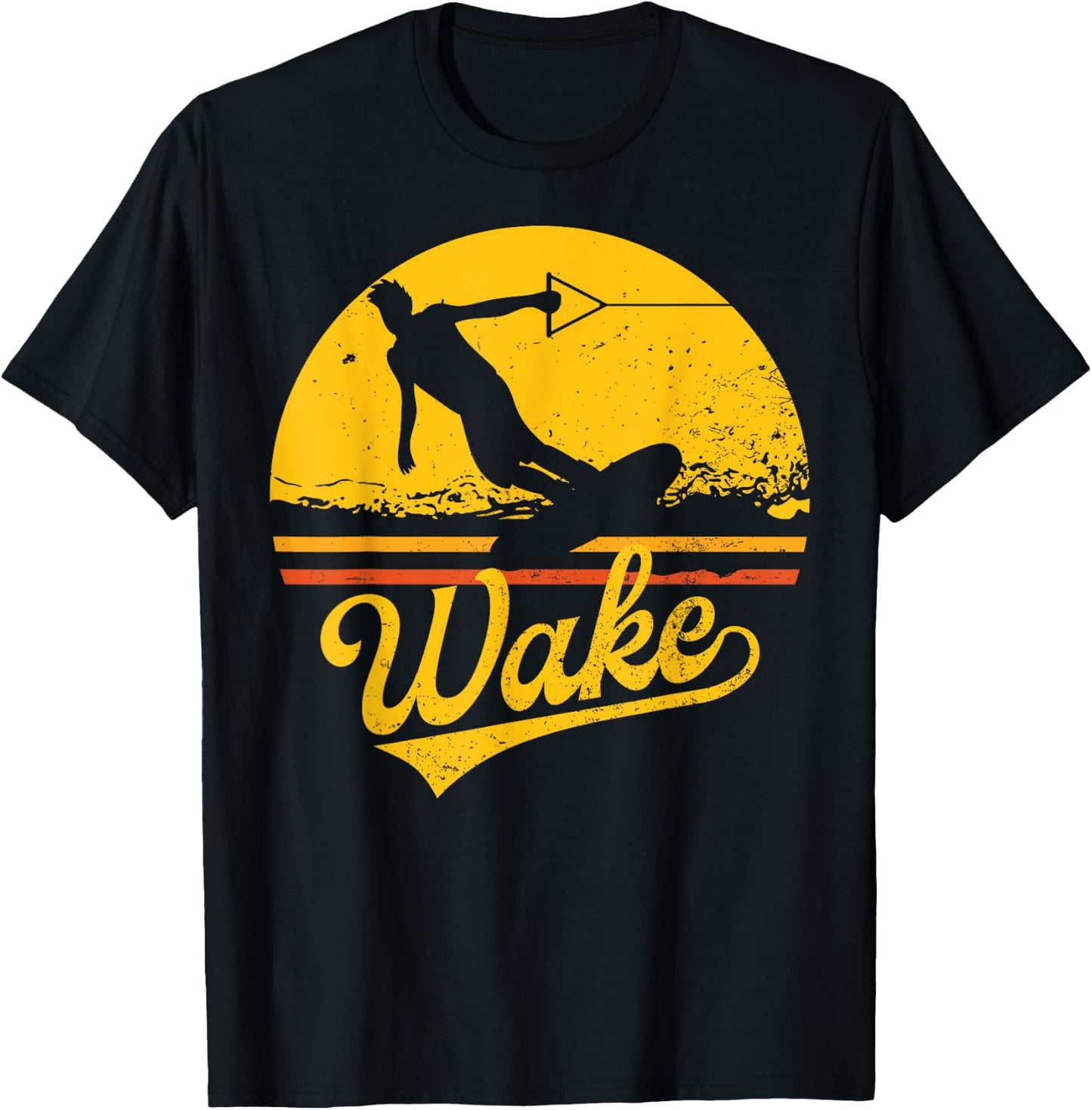 Vintage Wakeboard Sunset Fan Gift Wakeboarder wakeboarding T-Shirt - T-Shirt | Black