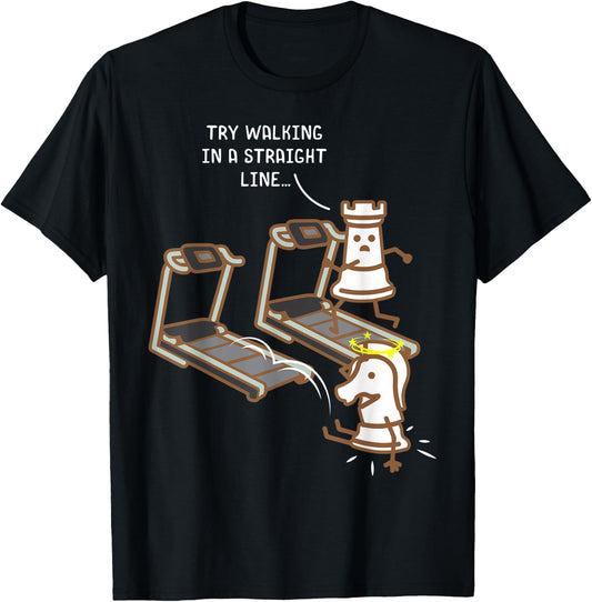 Chess Pieces On A Treadmill Funny Chess Lover Fitness Gift T-Shirt - T-Shirt | Black