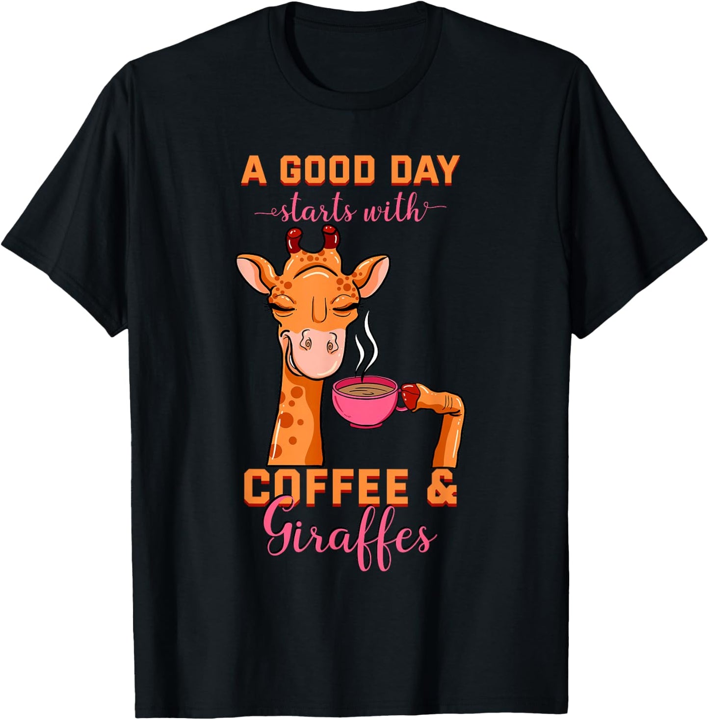 Coffee Giraffe Mug Animal Cappuccino Espresso Beans Gift T-Shirt - T-Shirt | Black