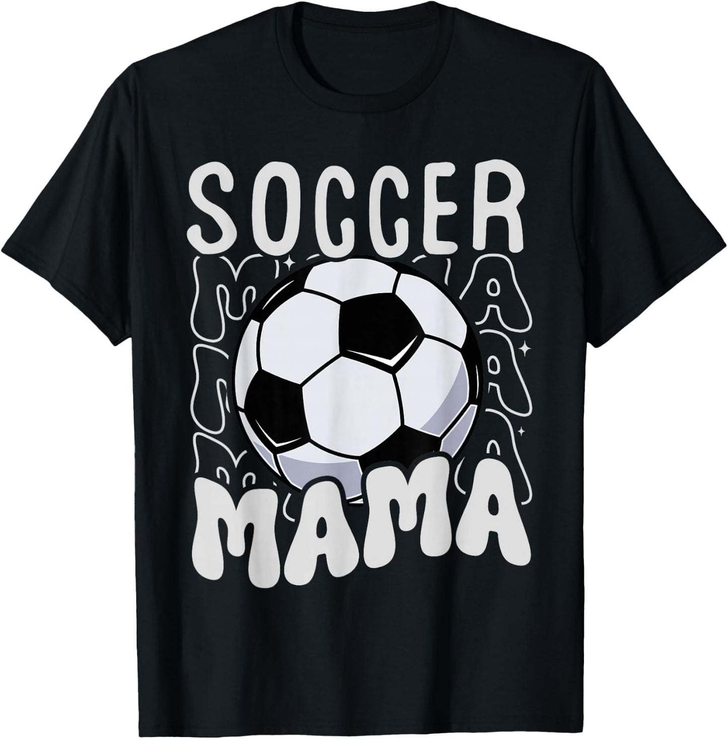 Soccer Mama Groovy Retro Soccer Mom Mothers Day T-Shirt - T-Shirt | Black