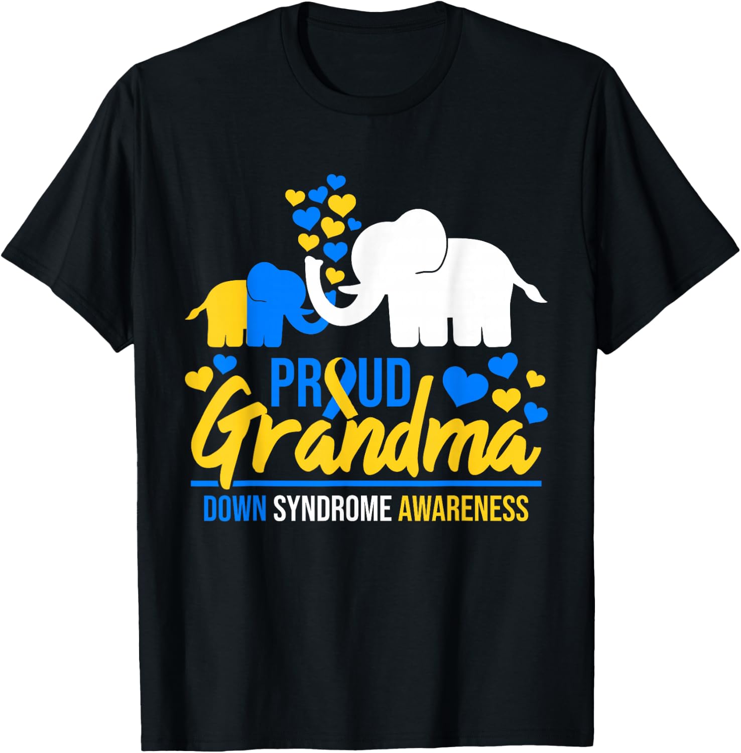 Proud Grandma World Down Syndrome Awareness Day Elephant T21 T-Shirt - T-Shirt | Black