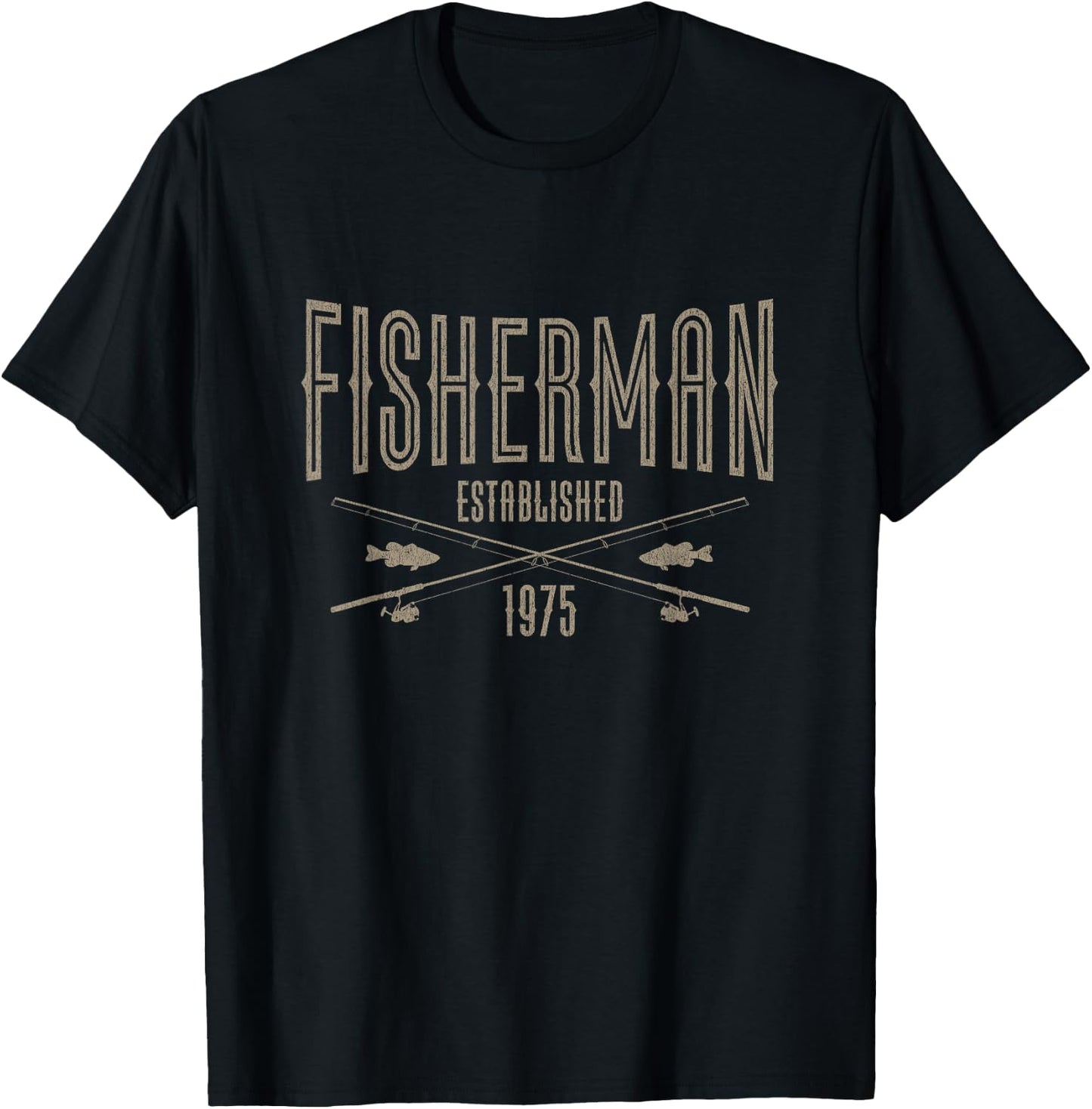 50 Year Old Fisherman Fishing 1975 50th Birthday T-Shirt - T-Shirt | Black