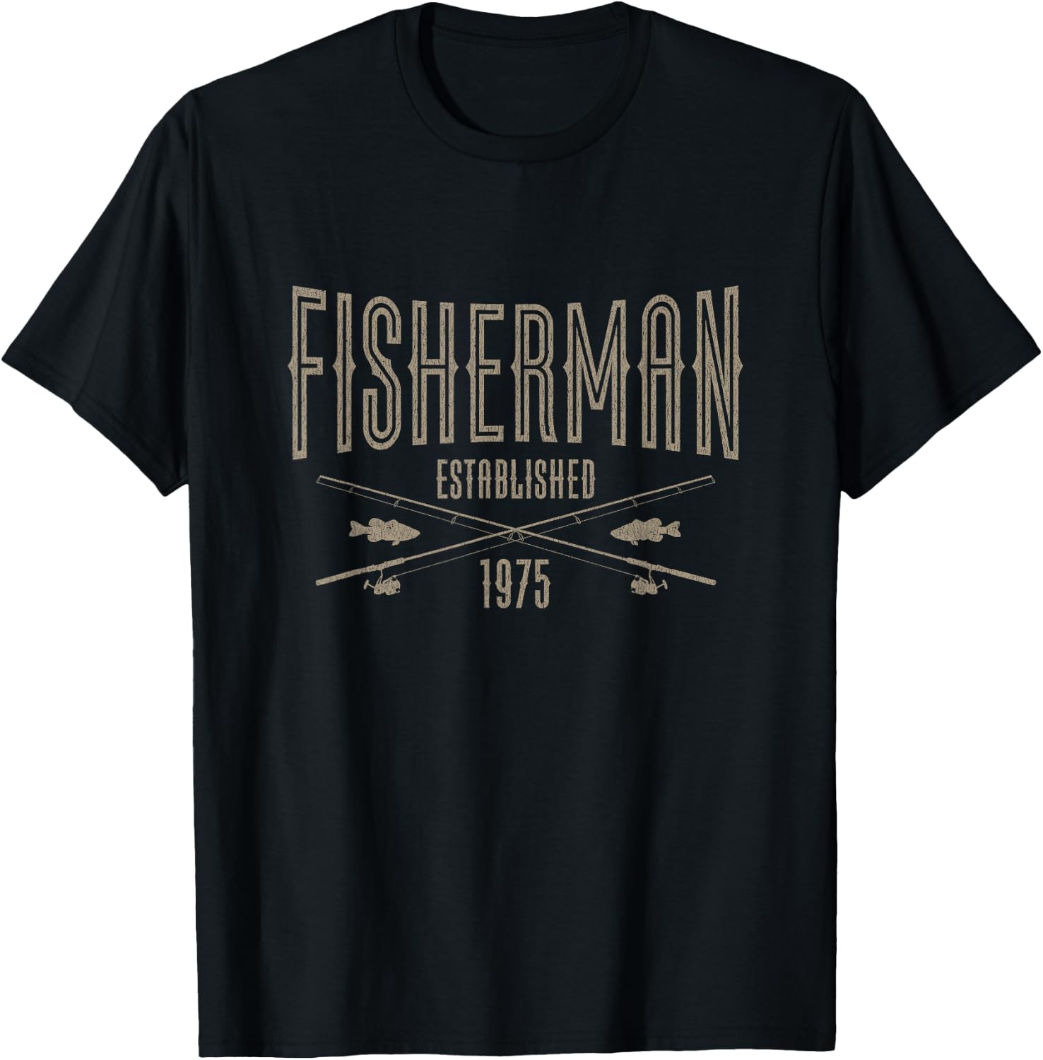 50 Year Old Fisherman Fishing 1975 50th Birthday T-Shirt - T-Shirt | Black