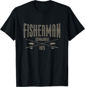 50 Year Old Fisherman Fishing 1975 50th Birthday T-Shirt - T-Shirt | Black