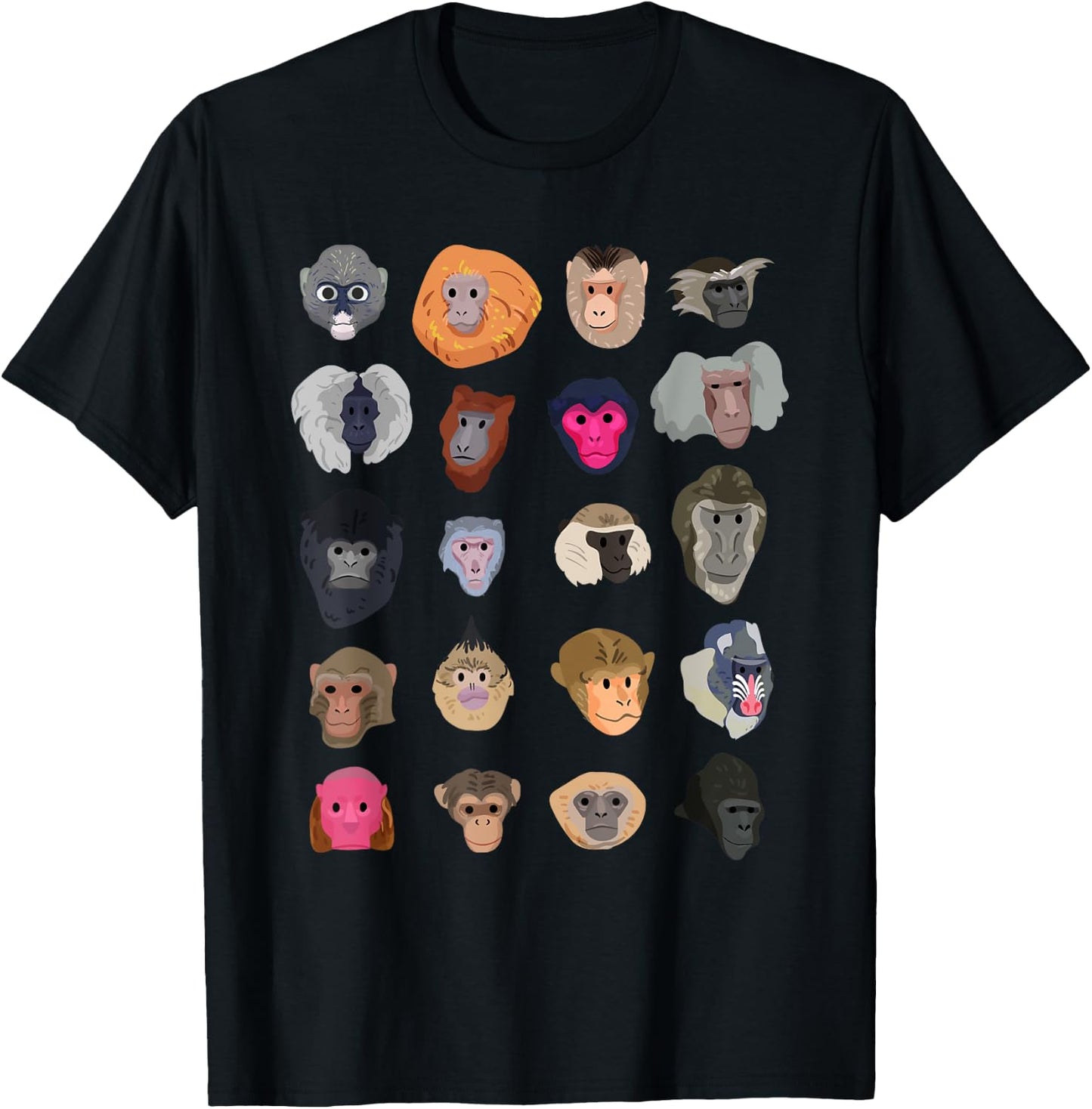 Funny Monkey Art Women Kids Zoo Animal Monkey Lovers T-Shirt - T-Shirt | Black