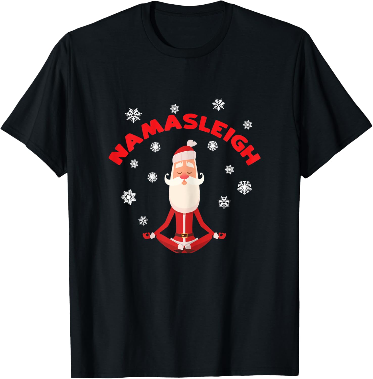 Namasleigh Yoga Christmas Santa Shirt Yoga Instructor Gift T-Shirt - T-Shirt | Black