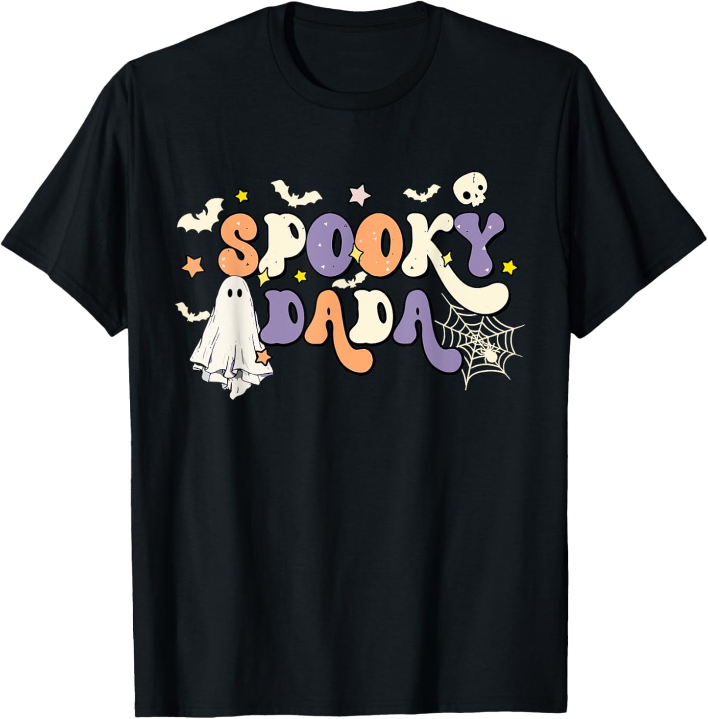 Spooky Dada Cute Ghost Halloween Dad Family Spooky Season T-Shirt - T-Shirt | Black