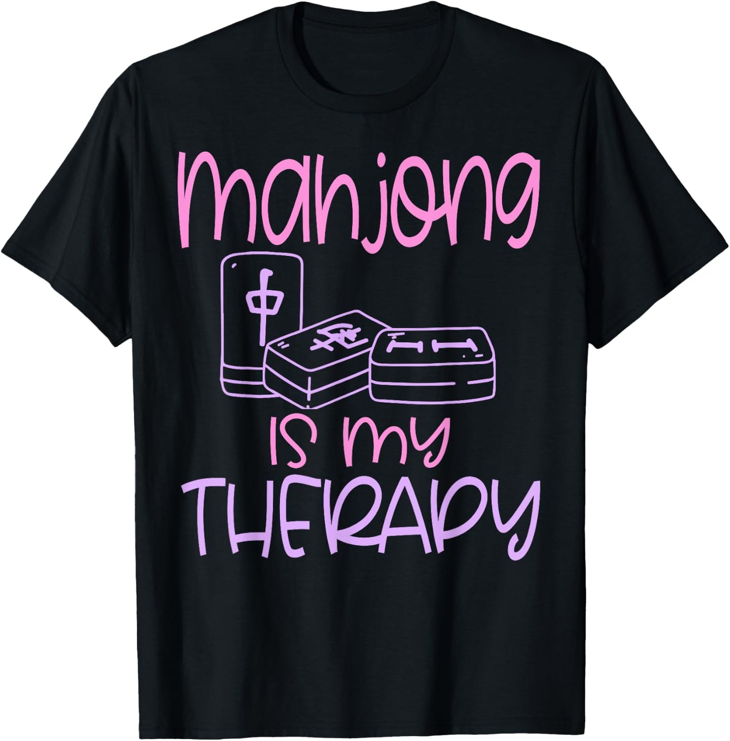 Mahjong Player Funny Is My Therapy Chinese T-Shirt - T-Shirt | Black